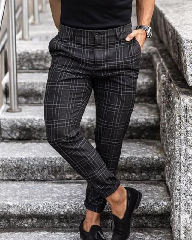 Slim Fit Checked Trousers